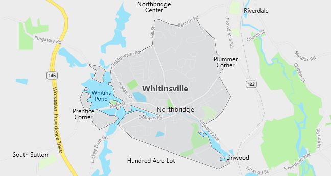 Map of Whitinsville, MA