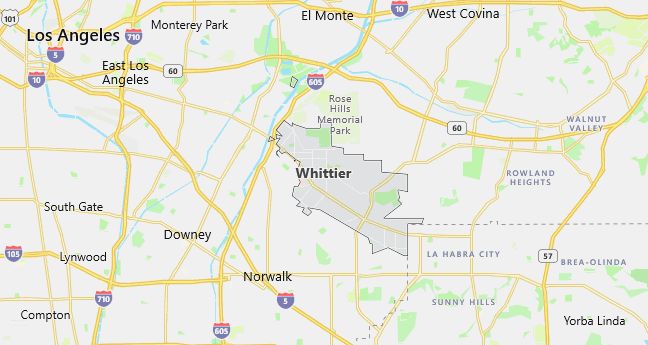 Map of Whittier, CA