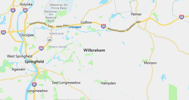 Map of Wilbraham, MA