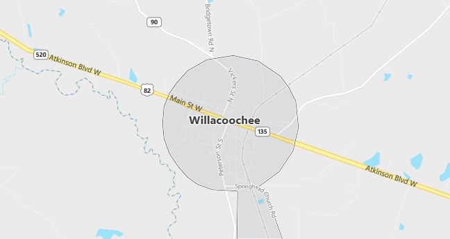 Map of Willacoochee, GA