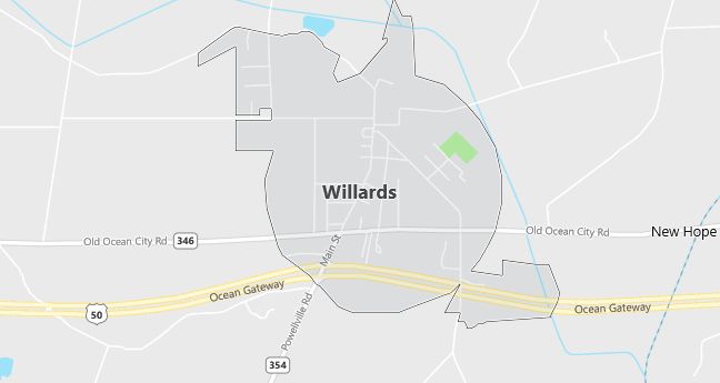 Map of Willards, MD