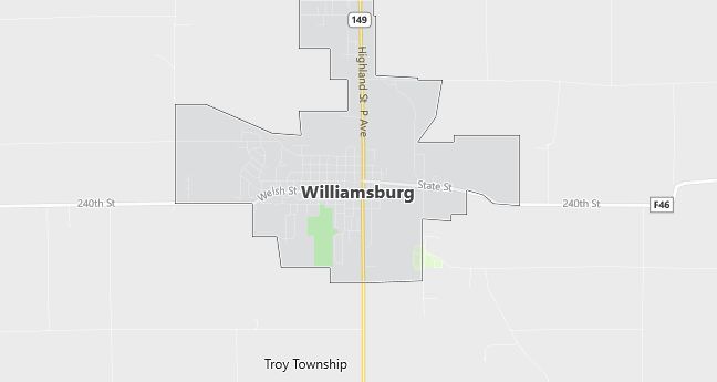 Map of Williamsburg, IA