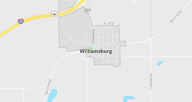 Map of Williamsburg, KS