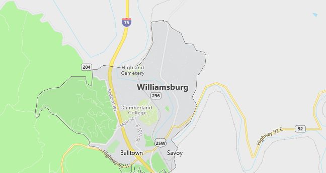 Map of Williamsburg, KY