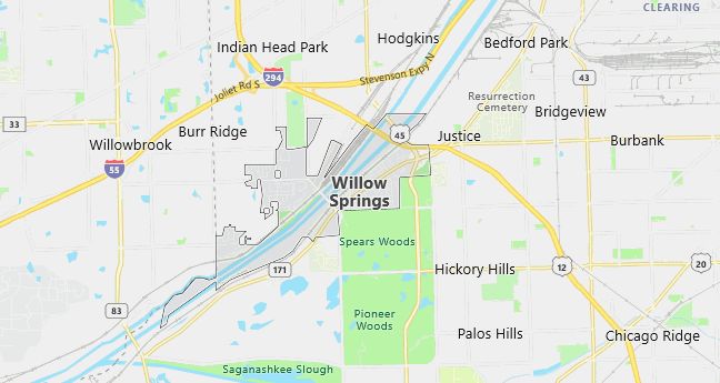 Map of Willow Springs, IL