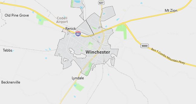 Map of Winchester, KY