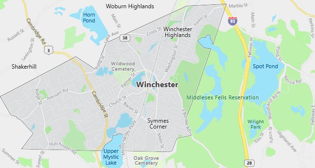 Map of Winchester, MA