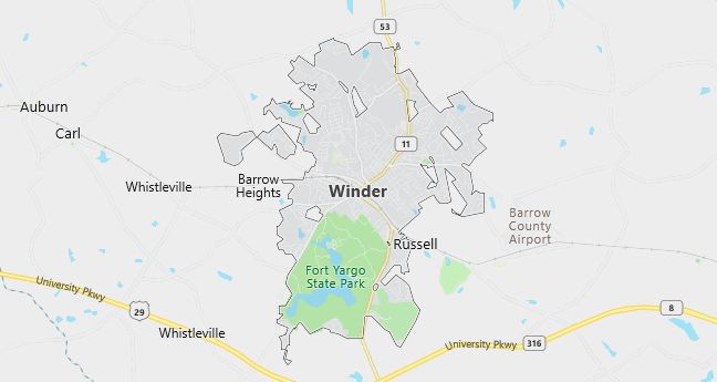 Map of Winder, GA