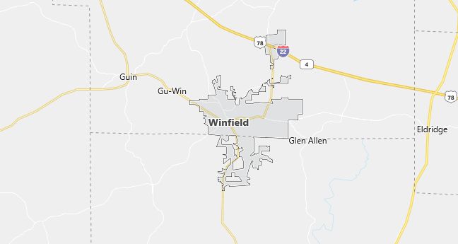 Map of Winfield, AL