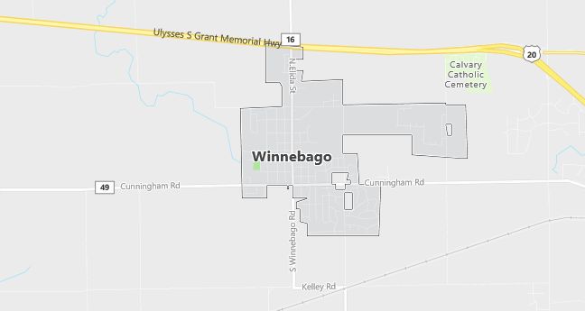 Map of Winnebago, IL