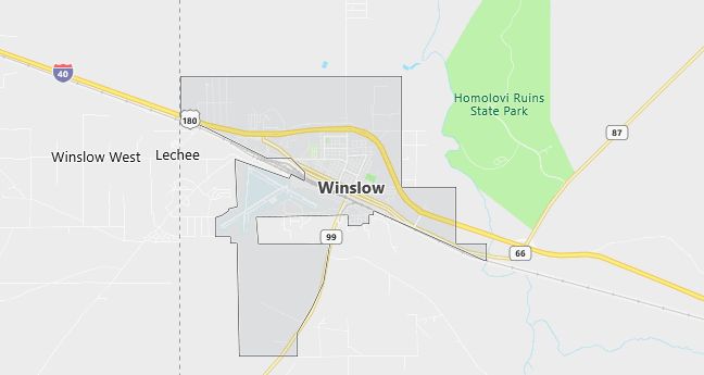 Map of Winslow, AZ