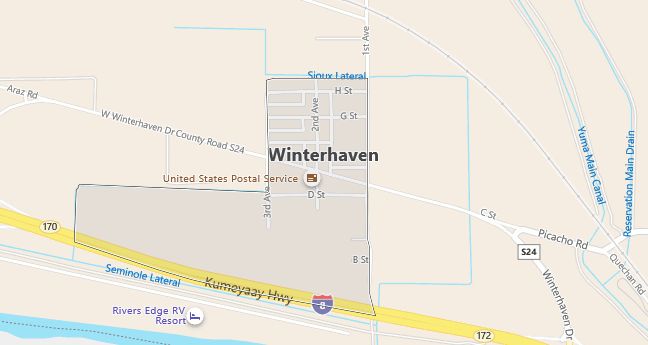 Map of Winterhaven, CA