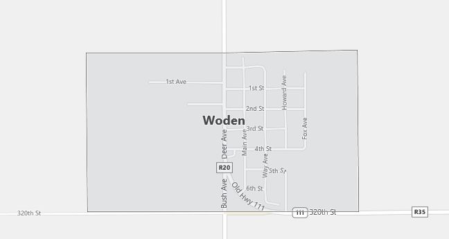 Map of Woden, IA