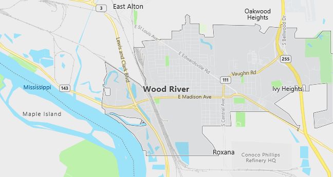 Map of Wood River, IL