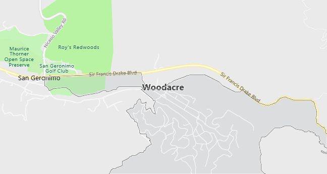 Map of Woodacre, CA