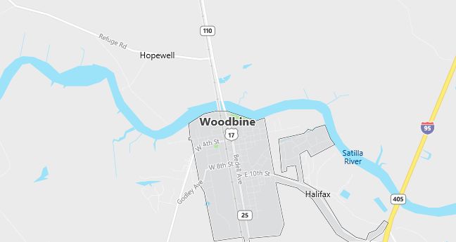 Map of Woodbine, GA