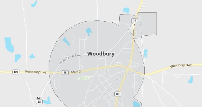 Map of Woodbury, GA