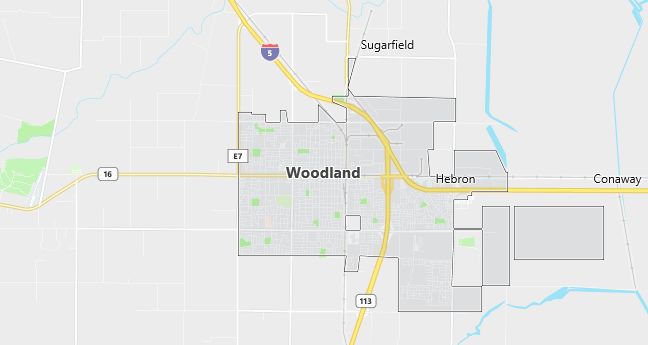 Map of Woodland, CA