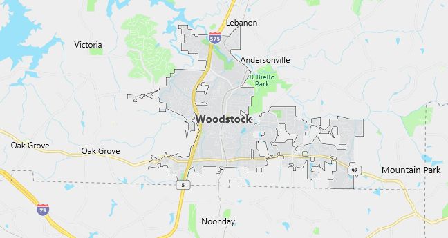 Map of Woodstock, GA