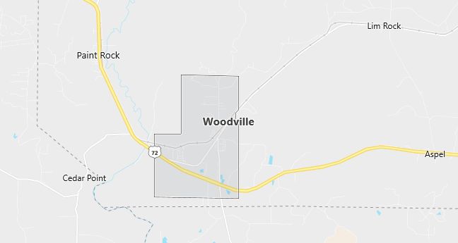 Map of Woodville, AL