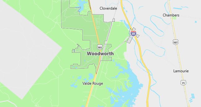 Map of Woodworth, LA