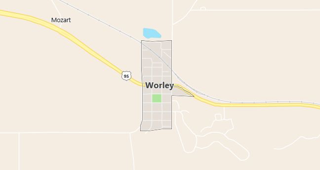 Map of Worley, ID