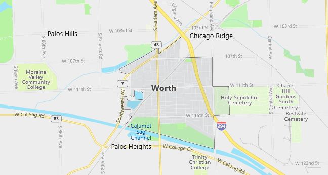 Map of Worth, IL