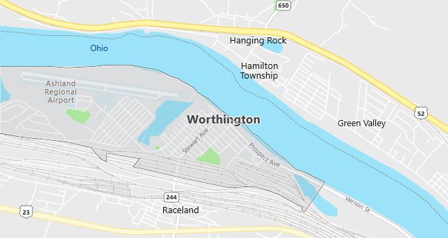 Map of Worthington, KY