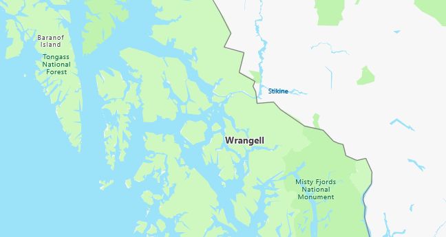 Map of Wrangell, AK