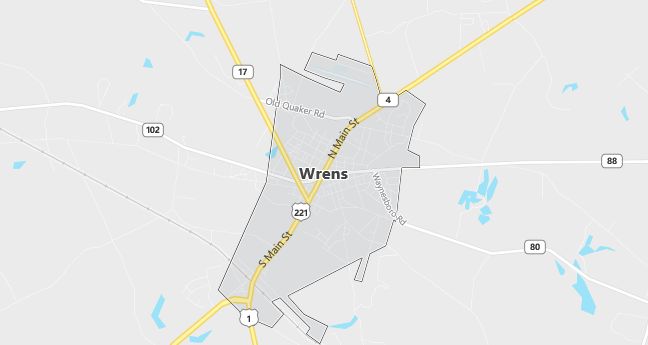 Map of Wrens, GA