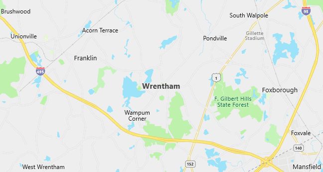 Map of Wrentham, MA