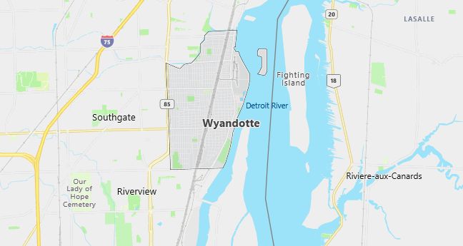 Map of Wyandotte, MI