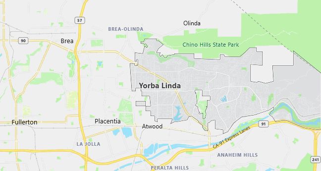 Map of Yorba Linda, CA