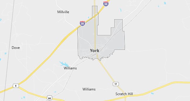 Map of York, AL