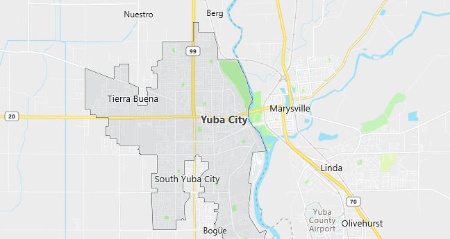 Map of Yuba City, CA