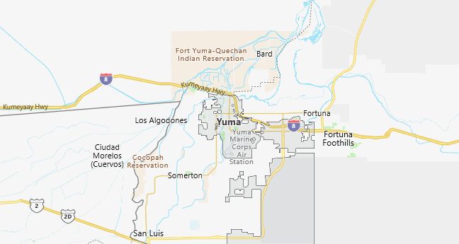 Map of Yuma, AZ