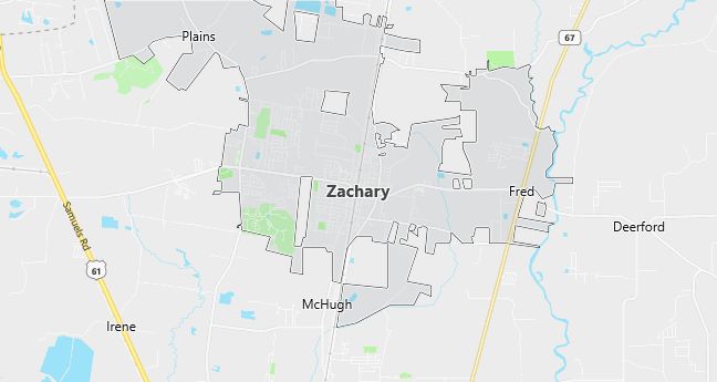 Map of Zachary, LA