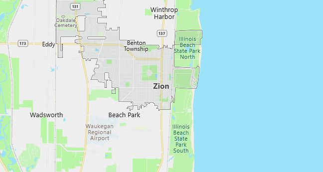 Map of Zion, IL