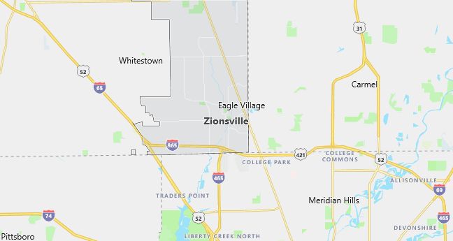 Map of Zionsville, IN