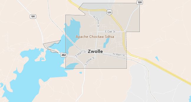 Map of Zwolle, LA