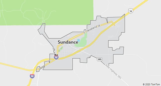 Map of Sundance, WY