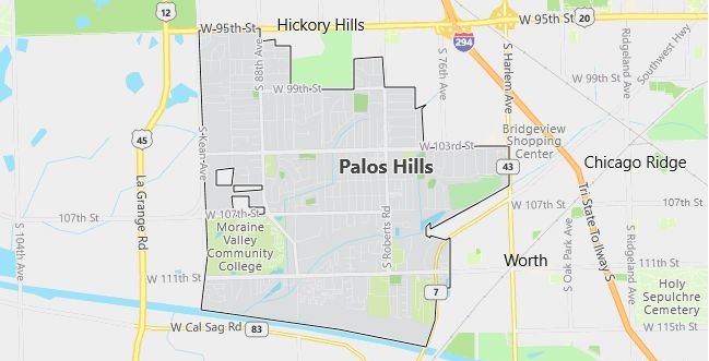 Map of Palos Hills, IL