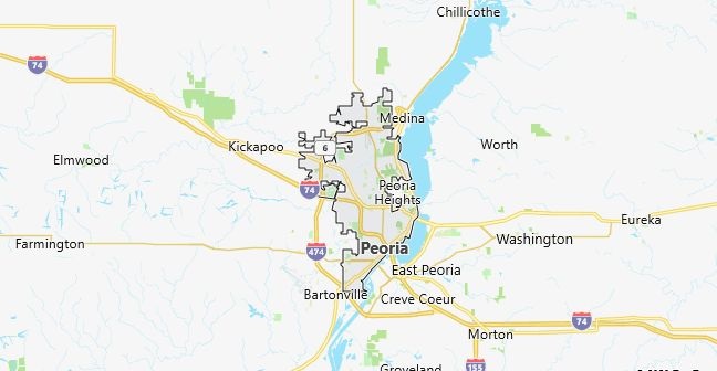 Map of Peoria, IL