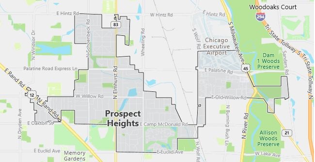 Map of Prospect Heights, IL