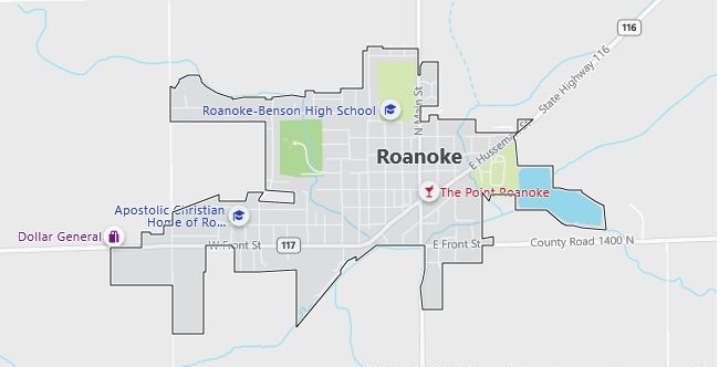 Map of Roanoke, IL