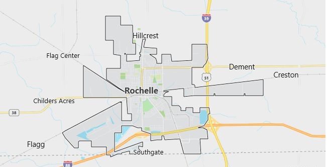 Map of Rochelle, IL