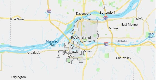 Map of Rock Island, IL