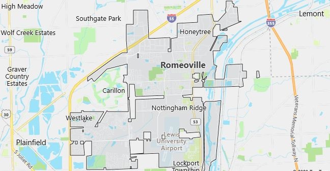 Map of Romeoville, IL