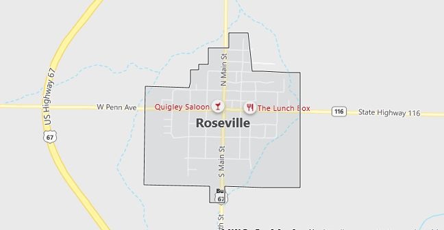 Map of Roseville, IL