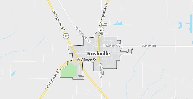 Map of Rushville, IL